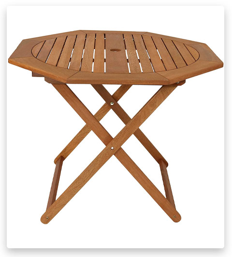 Sunnydaze Wood Outdoor Folding Patio Table